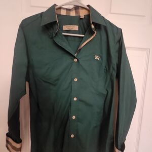 Burberry Women Green Button-Down Shirt Sz M